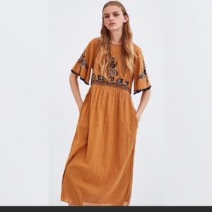 Zara TRF Embroidered midi dress